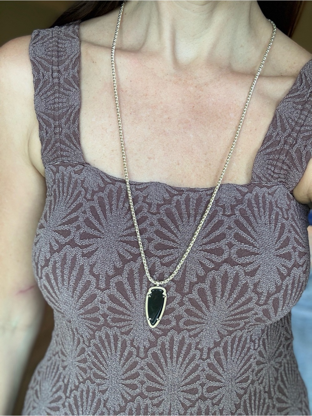 Kendra Scott Gold-Tone Necklace with Black Pendant Arrowhead